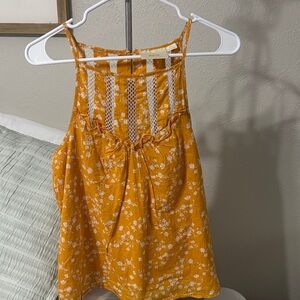 Anthropologie MAEVE Floral Yellow Sleeveless Top